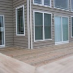 closeup of new deck installation for home