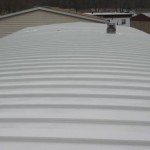 closeup of mobile home roof after re-roofing